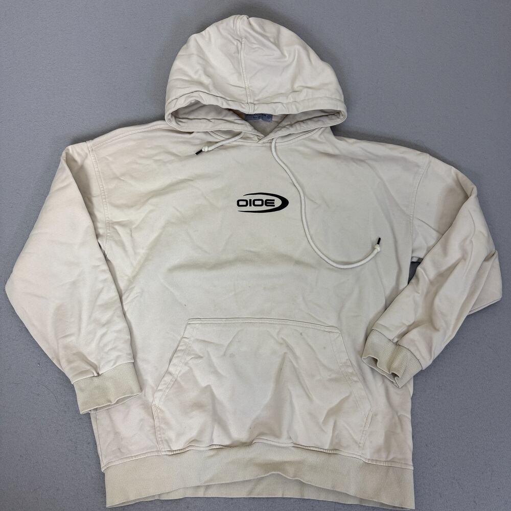 Aelfric Eden Hoodie Size M Cream Graphic Streetwear Pullover Sweatshirt